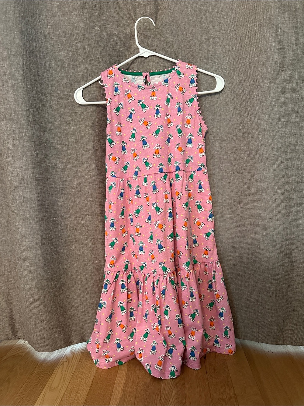 Pink Poodle Print Mini Boden Sleeveless Dress